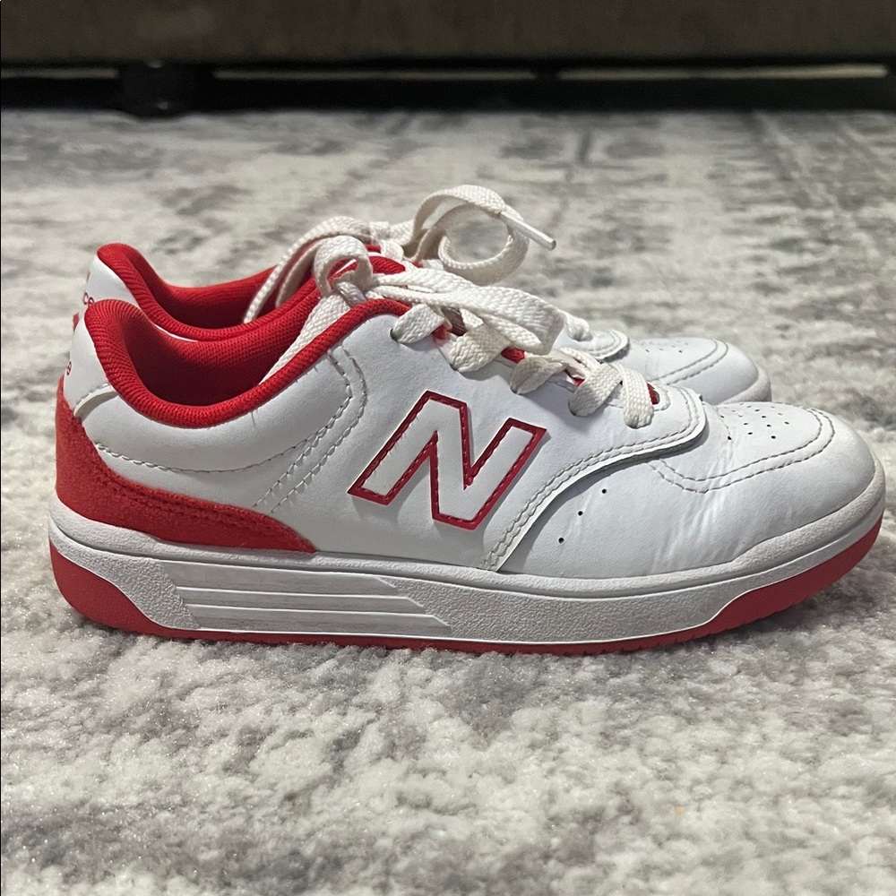 New Balance Kids' White and Red Sneakers
